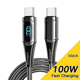 Зарядний кабель Digital Display ESSAGER 5A PD100W Type-C/Type C 1 метр - мініатюра 2