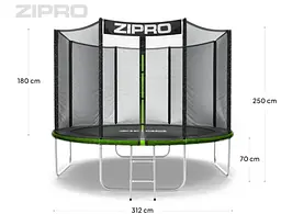 Батут із внутрішньою сіткою Zipro Jump Pro 10 футів 312 см чорно-зелений (5902659840721) - мініатюра 6