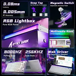 Ігрова магнітна дротова клавіатура Attack Shark R85 / Дротове підключення / Magnetic Switch / White Lines - мініатюра 6