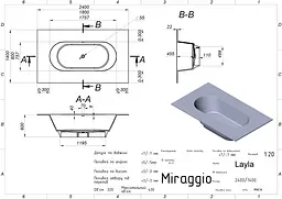 Ванна Miraggio LAYLA (69125670) Mirasoft | Матова | Окремостояча | Біла - мініатюра 2