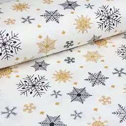 Простирадло Cosas на резинці 90х200 winter, бежевий (SnowflakesBlackBeige_90x200x20) - мініатюра 4
