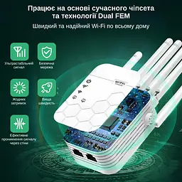 Ретранслятор-маршрутизатор XON ReLink X1200R9 1200Мбіт/с 5/2.4 ГГц Білий (BNRWSW021612W 4234) - мініатюра 3