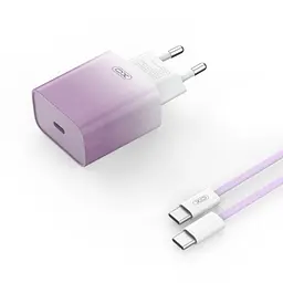 Мережевий зарядний пристрій XO CE18 (EU) PD30W USB-C fast charging charger with Type-C cable Фіолетовий - мініатюра 6