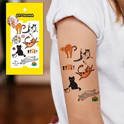Тату тимчасове Міні котики Tattooshka L-61 Різнокольоровий shop (4825800010174) - мініатюра 3