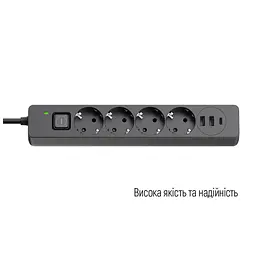 Мережевий фільтр живлення ColorWay CW-CHE435PDB, 4 розетки/3USB 5M (CW-CHE435PDB) - мініатюра 7