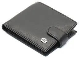 Чорне чоловіче портмоне з натуральної шкіри з фіксацією ST Leather ST103 9,5 см