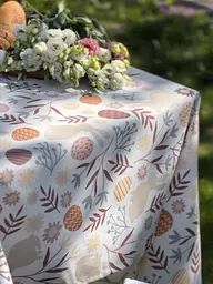 Водовідштовхувальна Скатертина Великодні зайчики 140х100 см (+ 2 серветки 30х40) - мініатюра 2