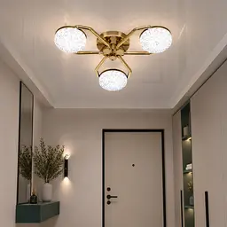 Стельова LED люстра Diasha 9358/3GD золота з димером і пультом 52 см