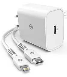 Зарядне швидке Hoco C71a 18W PD rapid charger з кабелем lightning - type-С - мініатюра 2