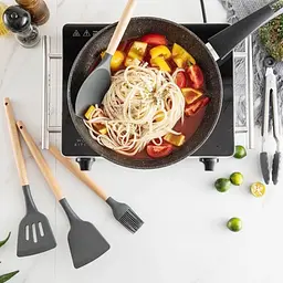 Кухонний набір Silikone Kitchen Set чорний з силікону з бамбуковою ручкою з 12 предметів - мініатюра 9