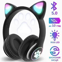 Бездротові навушники Cat STN-28 / Гарнітура з мікрофоном FM радіо Bluetooth чорний - мініатюра 2