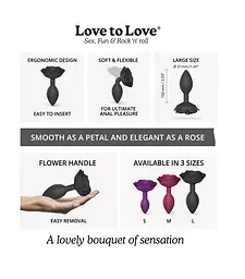 Анальна пробка Love To Love Open Roses L, 9х3.7 см, чорна - мініатюра 6