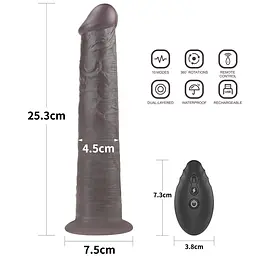 Вібратор Lovetoy Dual-Layered Silicone Nature Cock 10'' 25.3 см (чорний) - мініатюра 6