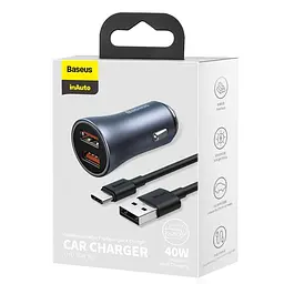 Авто зарядное BASEUS Golden Contactor Pro Dual Quick Charger 2USB 40W + Type-C кабель TZCCJD-A0G - мініатюра 10