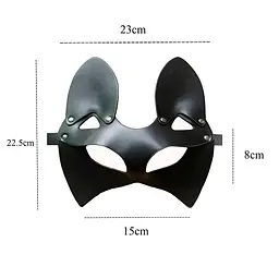 Маска кішечки для секс ігор BDSM з екошкіри XS-M Чорна - мініатюра 6