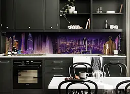 Кухонний фартух самоклеючий Музичний фонтан наклейка світло вода фіолетовий 60х250 см Happy Pocket Z180588