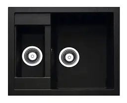 Кухонна мийка Adamant DUPLEX чорна 610x495x200 мм, з додатковою чашею 61 см - мініатюра 2