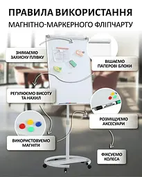 Фліпчарт магнітний Buromax для письма маркером мобільний 70 х 100 cм (BM.0010) - мініатюра 4