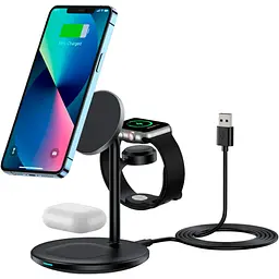 Бездротовий зарядний пристрій Choetech T585-F 3in1 Magnetic Wireless Charging Black [123385] - мініатюра 10