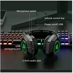 Навушники Onikuma K10 Gaming with LED 2 в 1 комбо 2.4Ghz та 3.5 mm - мініатюра 7