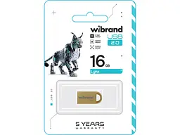 Флешка Wibrand 16 GB Lynx Gold USB 2.0 (WI2.0/LY16M2G) - мініатюра 2
