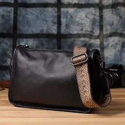 Стильна сумка на плече з натуральної шкіри Vintage 23001 чорна - мініатюра 10