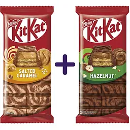 Набір плиток KitKat: Лісовий горіх 99 г +  Солона карамель 99 г