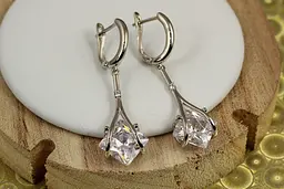 Сережки підвіски Xuping Jewelry шальний ромб 4,5 см золотисті
