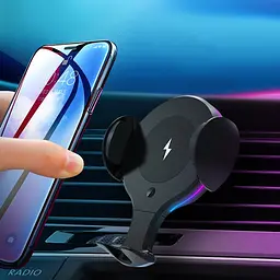 Автотримач X9 з бездротовою зарядкою 15W чорний - мініатюра 2