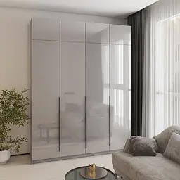 Шафа 4-дверна з антресоллю MebelStar Оскар Gloss BL-B, блок шухляд 200x52x260 см Сіра мишка/Сірий (MBS-5568)