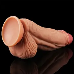 Реалістичний фалоімітатор LoveToy Dual Layered 24.5 см тілесний - мініатюра 6