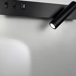 Чорне бра з поворотним спотом справа + розʼєм USB Line F Арт. WJ 028/2 L BK (лівий)  - мініатюра 4