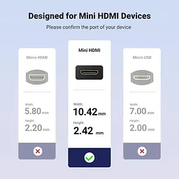 Перехідник адаптер Ugreen Mini HDMI to HDMI 2.0 4K 60 Hz 0.5 м Black (HD168) - мініатюра 2
