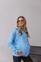 Вільний худі для майбутніх мам тринитка без начосу Chelm S-M (42-44) Lullababe Блакитний - мініатюра 3