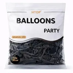 Повітряні надувні кульки HTOP Balloons Party 12 дюймів 100 шт. яскраві товари аксесуари для свята Чорний - мініатюра 2