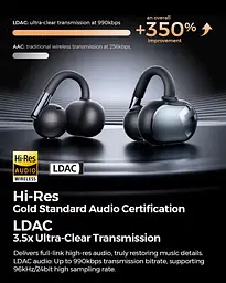 Бездротові навушники-кліпси SOUNDPEATS Clip1 відкритого типу з LDAC і Dolby Audio для Hi-Res звучання (Чорний) - мініатюра 2