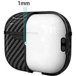 Силіконовий чохол Primo Carbon Fiber для AirPods Pro 2 Black - мініатюра 2