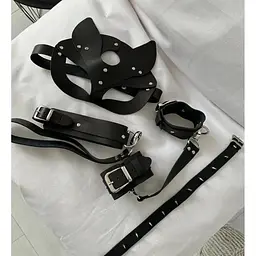 BDSM маска кішки + чокер з шипами + батіг - мініатюра 3