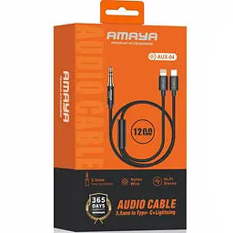 Аудіо кабель Aux Amaya AUX-04 (Type-C/Lightning to AUX 3.5mm) (1.2m) Black - мініатюра 2