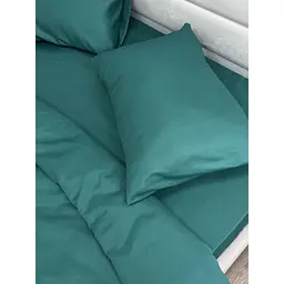 Комплект постільної білизни Ecotton Dark Green євро полісатин темно-зелений (25190) - мініатюра 6