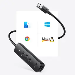 Хаб USB 3.2 Type A -> 4xUSB 3.2 Активний, 1м Чорний CM416 UGREEN - мініатюра 2