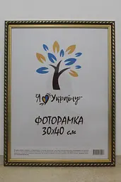 Фоторамка 30х40, коричнева із золотим обрамленням, 2115А-39, СКЛО + КАРТОН                                                                                                                                         