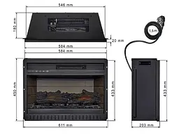 Вбудовуваний електрокамін ArtiFlame AF22 — 61,1 см, 3D-ефект полум’я, LED-підсвічування та обігрів до 30 м² - мініатюра 7