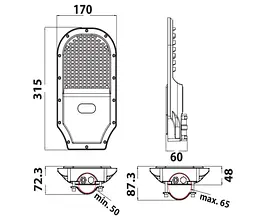 Консольний вуличний світлодіодний світильник Horoz Electric Orlando PRO-30, 30 Вт 074-005-1030 - мініатюра 3