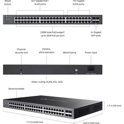 Комутатор TP-Link Omada SG2452LP 52-Port Gigabit Smart PoE+ (SG2452LP) - мініатюра 7