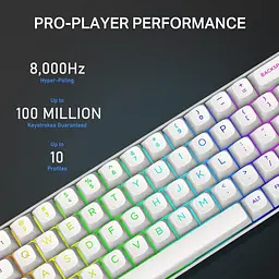 Ігрова магнітна клавіатура E-Yooso HZ-68 / Pink Magnetic Switch / RGB / 8К / Hall Switch / White - мініатюра 6