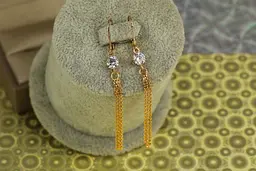 Сережки Xuping Jewelry підвіски якірні позначки з каменем 6,5 см золотисті - мініатюра 3