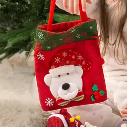 Мішечок для подарунків МВМ My Home Ведмедик 20х15х15 см червоний (DH-NY-27 RED) - мініатюра 2