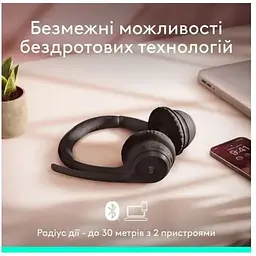 Гарнітура бездротова накладна Logitech Zone 300 Wireless (981-001407) чорна 981-001407 - мініатюра 6