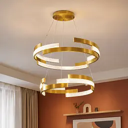 Двоярусна золота LED люстра з кільцями та прозорими вставками Artlight 3684/85+65GD